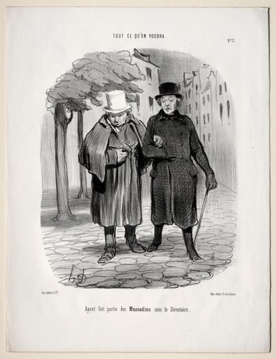What you will, plate 7: Having taken the part of dandies under the Directory by Honoré Daumier