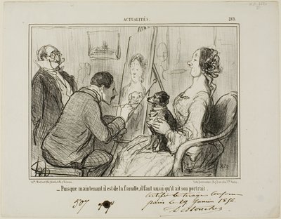 Since he is now part of the family, he must also have his portrait taken, plate 269 from Actualités by Honoré Victorin Daumier