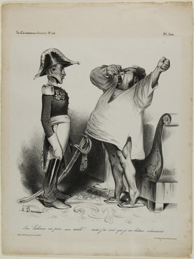 "- Sire! Lisbon has been captured. - aaaah!!... and I dreamt that I had fought courageously!" plate 304 by Honoré Victorin Daumier