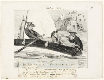 A Boat Maneuver, plate nine from Les Canotiers Parisiens by Honoré Victorin Daumier