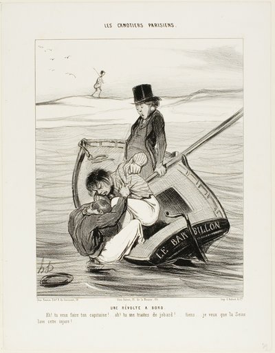 A Revolt On Board, plate 13 from Les Canotiers Parisiens by Honoré Victorin Daumier