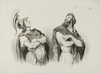 Achilles and Agamemnon. Achilles: “- And what do I care about your Troy!,” plate one from Physionomies Tragiques by Honoré Victorin Daumier