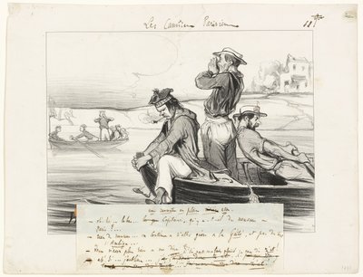 An Encounter in Open Water, plate eleven from Les Canotiers Parisiens by Honoré Victorin Daumier