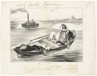 An Unpleasant Encounter, plate sixteen from Les Canotiers Parisiens by Honoré Victorin Daumier