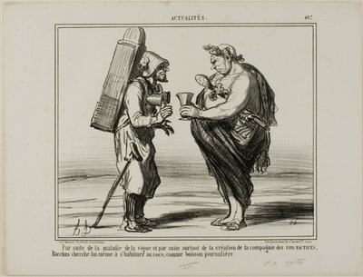 As a Consequence of the Wine Disease, Plate 407 from Actualités by Honoré Victorin Daumier
