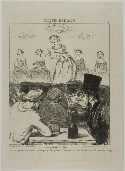 At the Champs-Elysées, plate 3 from Croquis Musicaux by Honoré Victorin Daumier