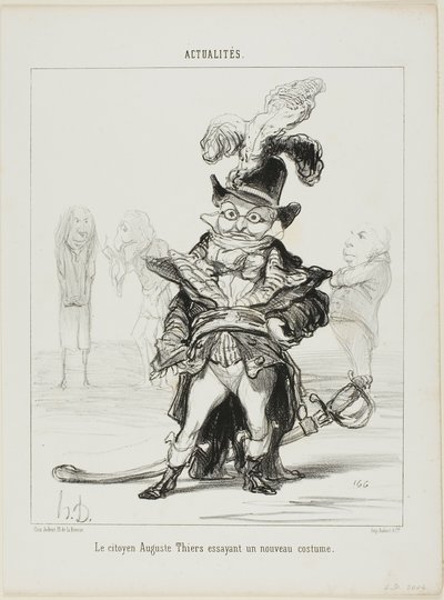 Citizen Thiers Trying on a New Costume, Plate 114 from Actualités by Honoré Victorin Daumier