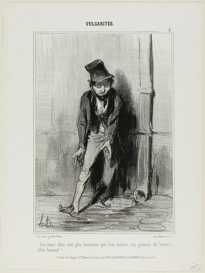 Damn! They are Happier than Their Master... These Bitches of Boots... They Drink!, Plate 2 from Vulgarities by Honoré Victorin Daumier