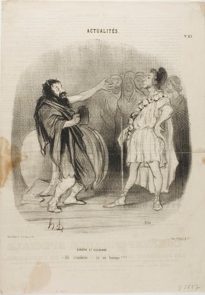 Diogenes and Alcibiades at the Odeon, plate 121 from Actualités by Honoré Victorin Daumier