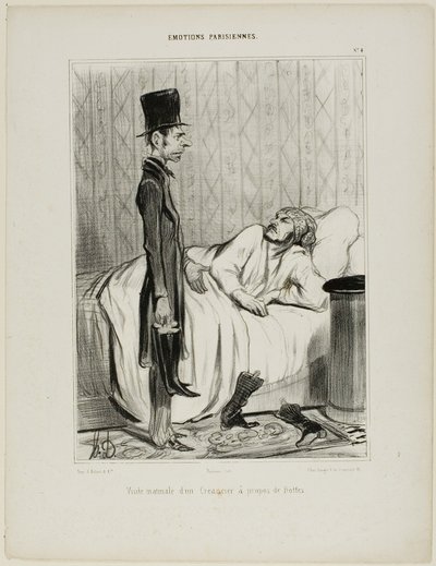 Early morning visit of a creditor concerning the boots, plate 4 from Émotions Parisiennes by Honoré Victorin Daumier
