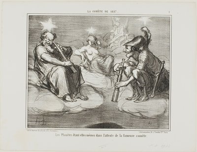 Even the Planets are Watching with Interest the Arrival of the Famous Comet, Plate 9 from La Comet De 1857 by Honoré Victorin Daumier