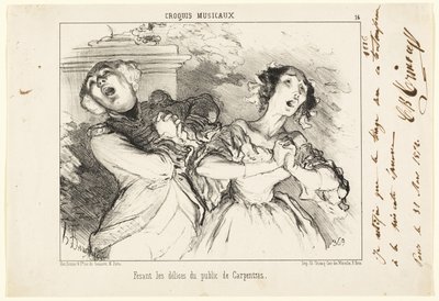Giving the Public the Delights of Carpentras, Plate 16 from Musical Sketches by Honoré Victorin Daumier
