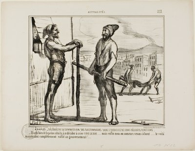 In Naples - The Commission of Bastonnades During Their Delicate Job, Plate 213 from Actu by Honoré Victorin Daumier