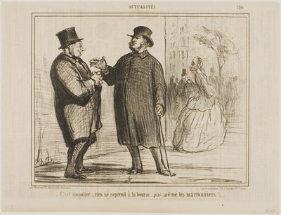 It’s strange: nothing is picking up at the stock exchange, not even the chestnut trees!, plate 520 from Actualités by Honoré Victorin Daumier