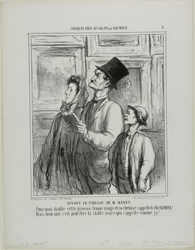 Looking at the Painting of Manet, Plate 9 from Croquis Pris Au Salon par Daumier by Honoré Victorin Daumier