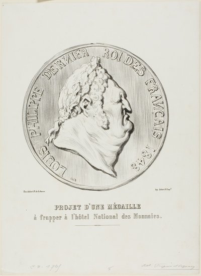 Louis-Philippe, Last King of the French 1848. Design for a medal to be manufactured by the National Mint by Honoré Victorin Daumier