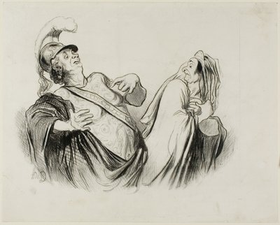 Merope. “A soldier of my stature is quite able to run the state once defended with so much fun,” plate 2 from Physionomies Tragiques by Honoré Victorin Daumier