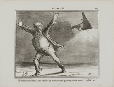 Monsieur Babinet Shuts Down the Sun, Plate 386 from Actualités by Honoré Victorin Daumier