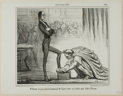 Mr. Hume fantasizing about Julius Caesar polishing his boots, plate 388 from Actualités by Honoré Victorin Daumier