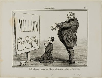 Mr. Prudhomme dedicating his son to the new God of the Parisians, plate 366 from Actualités by Honoré Victorin Daumier