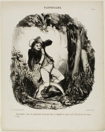 Quite Embarrassing Not to Remember Where One Has Hidden the Wolf Traps, Plate 44 from Pastorales by Honoré Victorin Daumier