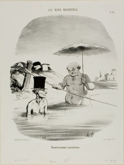 Relaxation during the dog days, plate 33 from Les Bons Bourgeois by Honoré Victorin Daumier
