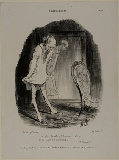 The Cotton Gown Falls, Man Remains, and the Calf Fades, plate 10 from Coquetterie by Honoré Victorin Daumier