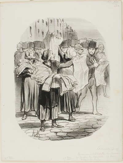 The Disadvantage of Buying a Newspaper, Plate 139 from News by Honoré Victorin Daumier