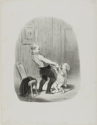 The First Dance Lesson, from Les Papas by Honoré Victorin Daumier