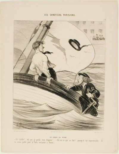 The Gust of Wind, plate 17 from Les Canotiers Parisiens by Honoré Victorin Daumier