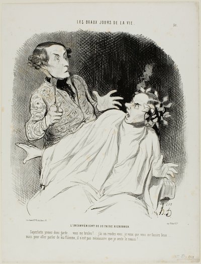 The Inconvenience of Having His Hair Curled, Plate 3 by Honoré Victorin Daumier