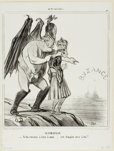 The Temptor. "- If you consent to belong to me... this empire will be yours," plate 40 from Actualités by Honoré Victorin Daumier
