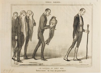 The Waiter in Black Suits. Funeral of the Tip Box, plate 2 from Croquis Parisiens by Honoré Victorin Daumier
