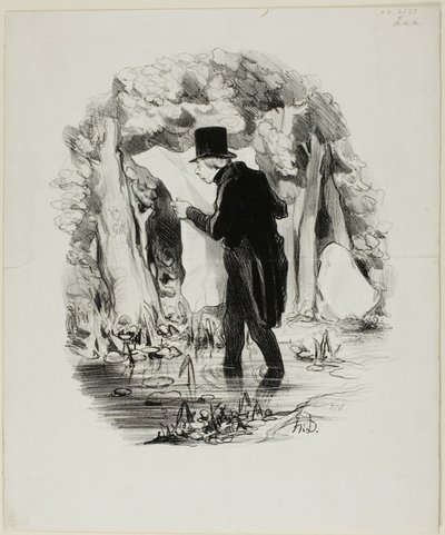 This is Where the Lecture of the Constitutionnel Might Take You, plate 8 from Pastorals by Honoré Victorin Daumier