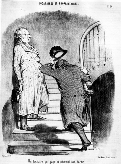 A Tenant Who Pays Exactly His Term (Series of Cartoons by Honore Daumier, Charivari) by Honoré Daumier