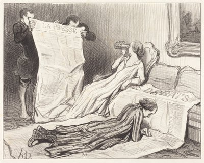 Subscribers Receiving Their Newspaper... by Honoré Daumier