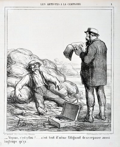 Artwork by Honore Daumier. Charivari Dates from 1865: Serie LES ARTISTS IN THE CAMPAGNE - 