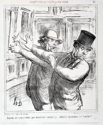 Artwork by Honore Daumier. Charivari dates from 1865: Series Sketches Taken at the Salon - Let