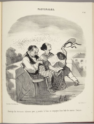 Advantage of Italian terraces for cooling off there in the company of a crowd of French cousins by Honoré Daumier