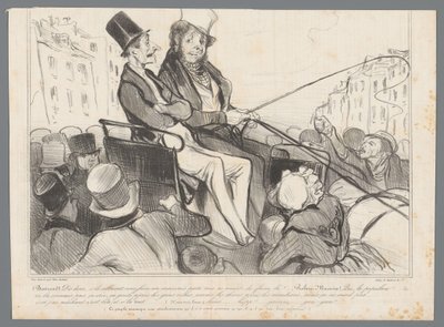 Bertrand and Robert-Macaire in a Coach Surrounded by People by Honoré Daumier