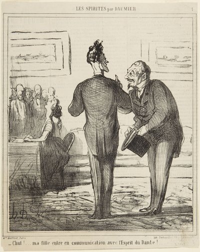Hush...! My Daughter Communicates with the Spirit of Dante!, number 1 from the series Les Spirites from Le Charivari by Honoré Daumier