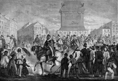 Defile of the Spahis of the Algerian Colonial Army in the Streets of Paris (Passing Through Place de la Bastille) by Honoré Daumier
