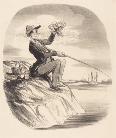 Inconvenience of Going Fishing... by Honoré Daumier