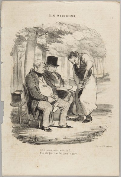 Is your wine at least good!..., number 7 from the series When You Have Bad Luck from Le Charivari by Honoré Daumier