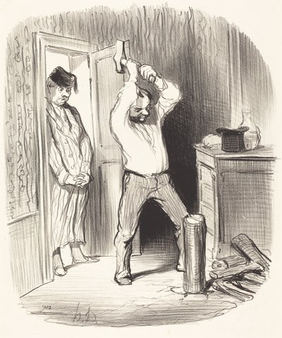 Is it permitted by God... to split wood... by Honoré Daumier