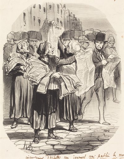Inconvenience of Buying a Newspaper... by Honoré Daumier