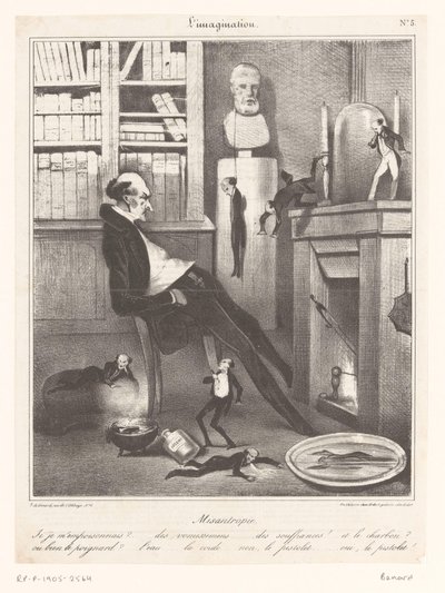 Caricature of a Misanthrope Contemplating Suicide by Honoré Daumier