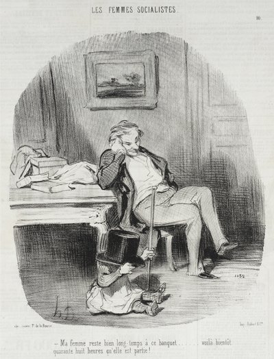 My Wife Takes a Long Time at This Banquet... by Honoré Daumier