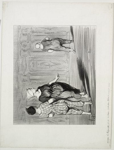 The Bathers, plate 15: It is her again, a pretty fashion, Madame Coquardeau! by Honoré Daumier