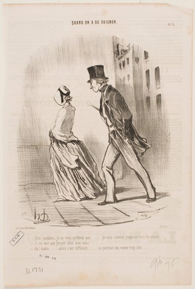 No, Madame, I will not give you up… I will follow you to the end of the world… by Honoré Daumier